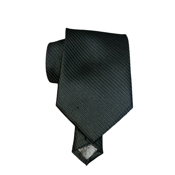 Giorgio Armani Black Textured Silk Tie — Size Standard